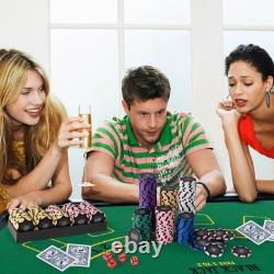 High-Quality 600 PCS Clay Poker Chips Set with Automatic Shuffler and Dices