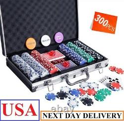 Homwom Casino Poker Chip Set 300PCS with Aluminum Case GENUINE USA FAST DELIVERY