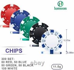 Homwom Casino Poker Chip Set 300PCS with Aluminum Case GENUINE USA FAST DELIVERY