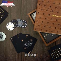 Iron & Glory Poker Set Luxury Poker Chips & Poker Cards Set with Wooden Case