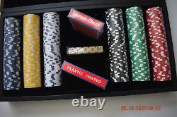 Italfama Casino Quality Poker Set300 chips cards dice Black Leatherette Case