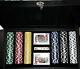 Italfama Poker Set 300 Cards Dice Black Leatherette Case Casino Quality