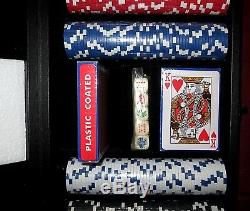 Italfama Poker Set 300 Cards Dice Black Leatherette Case Casino Quality