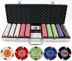 JP Commerce Lucky Horseshoe Clay Poker Chips Set 13.5g 500pc Dealer Button