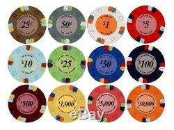 JP Commerce Lucky Horseshoe Clay Poker Chips Set 13.5g 500pc Dealer Button