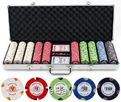 JP Commerce Monaco Casino Clay Poker Chips Set 500pc Dealer Button