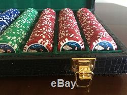 Jackpot casino las vegas poker chip set 596 chips 100 50 25 5 1 Vintage Case