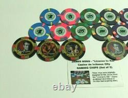 James Bond 007 Licence To Kill 11 Paulson Casino Poker Chips +2 Le Sets C1, C2, C3