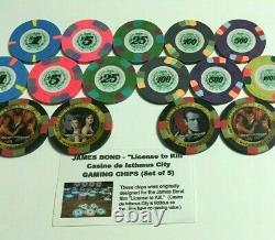 James Bond 007 Licence To Kill 11 Paulson Casino Poker Chips +2 Le Sets C1, C2, C3