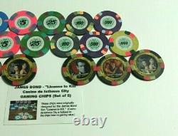 James Bond 007 Licence To Kill 11 Paulson Casino Poker Chips +2 Le Sets C1, C2, C3