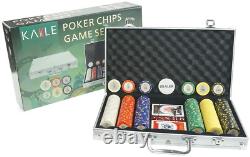 KAILE Clay Poker Chips Set Heavy Duty 14 Gram Chips Texas Holdem Cards Game Blac