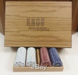 Knob Creek Wooden Poker Set Case with 300 Poker Chips and 2 Packs of Cards