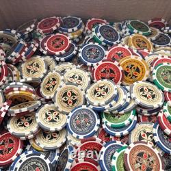 LOT OF +400 POKER CHIPS THE ULTIMATE POKER CHIP 13g LARGE SET PRO