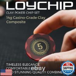 LOYCHIP Clay Poker Set with Numbered Chips 600-pcs for Card Board Game, 14g W