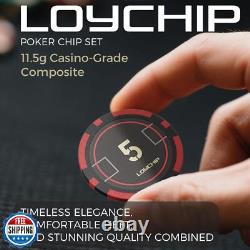 LOYCHIP Poker Set with Numbered Chips 1000-pcs for Card Board Game, 11.5g Wei