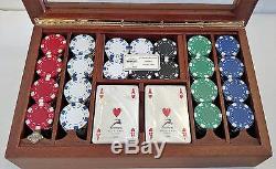 Luxury Designer Agresti Clay Poker Chip Game Set In Glass /briarwood Case