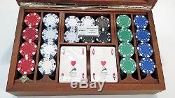 Luxury Designer Agresti Clay Poker Chip Game Set In Glass /briarwood Case