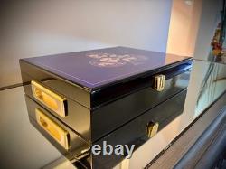 LUXURY POKER CHIP SET 300 Piece White Blue Red Green Black HARDWOOD CASE VINTAGE