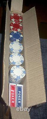 Las Vegas Sign Hi-Gloss Wood Box Poker Chip Set, 300 Ct. (New in Box withTags)