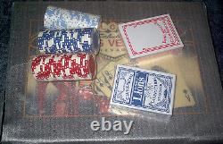 Las Vegas Sign Hi-Gloss Wood Box Poker Chip Set, 300 Ct. (New in Box withTags)