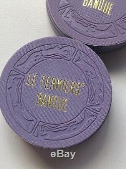 Le Fermiers Banque Poker chips Set VTG Casino Quality Mermaid Border 396 Chip