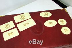 Le Must De Cartier Paris Vintage Set Casino Poker Chips Burgundy Leather Case