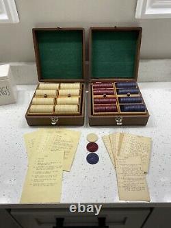 Lot Of 397 Vintage Clay Horse & Jockey Poker Chips Set With Original Lowe Cases