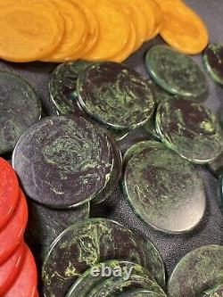 Lot Of Vtg Marbled Bakelite Catalin Poker Chips Multi-color Set 199 Pieces