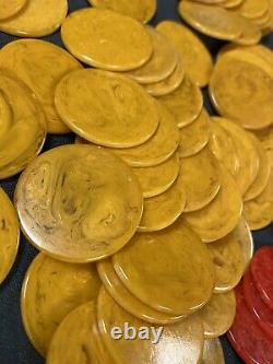 Lot Of Vtg Marbled Bakelite Catalin Poker Chips Multi-color Set 199 Pieces