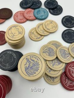 Lot of Vintage Poker Chips Steer Head. Indian Chief, Eagle, and custom monogram