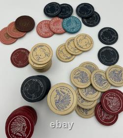 Lot of Vintage Poker Chips Steer Head. Indian Chief, Eagle, and custom monogram