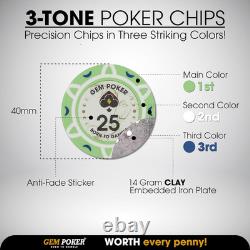 Luna 14 Gram Clay Poker Chips Set for Texas Hold'Em, 500PCS Numbered Chips, Feat