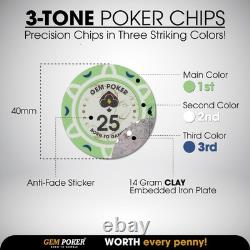 Luna 14 Gram Clay Poker Chips Set for Texas Hold'em, 300PCS Numbered Chips, F