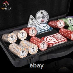 Luna 14 Gram Clay Poker Chips Set for Texas Hold'em, 300PCS Numbered Chips, F
