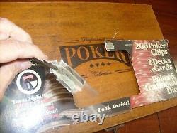 M. Louis Acc. Professional Poker Chip & Card Set Wood Case