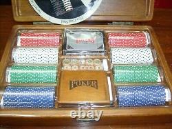 M. Louis Acc. Professional Poker Chip & Card Set Wood Case