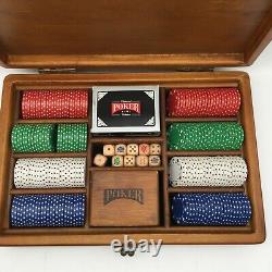M. Louis Acc. Professional Poker Chip & Card Set Wood Case Dice Cards Casino