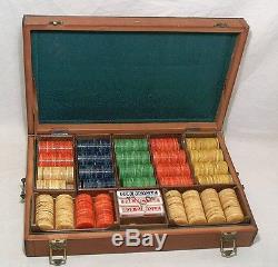 Massive Old 700 Piece Catalin Poker Chip Set Lapis / Jade / Red / Butterscotch