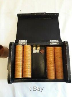 MCM Bakelite Gaming and Poker Chips set in Wooden Box