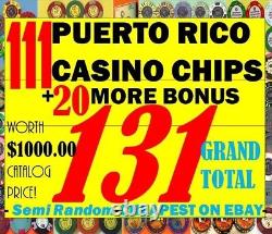 MEGA Set 131 PUERTO RICO CASINO Vintage POKER CHIP COLLECTION Hoard +Bonus Lot