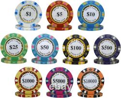 MRC 300 Pcs Monte Carlo Poker Club Poker Chips Set with Aluminum Case Custom Bui