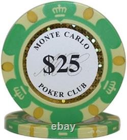 MRC 300 Pcs Monte Carlo Poker Club Poker Chips Set with Aluminum Case Custom Bui