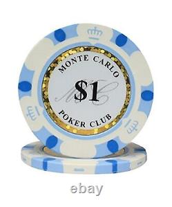 MRC 300pcs Monte Carlo Poker Club Poker Chips Set with Aluminum Case Custom B