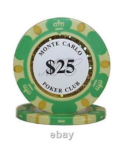MRC 300pcs Monte Carlo Poker Club Poker Chips Set with Aluminum Case Custom B