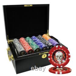 MRC POKER 500pcs 13.5G SKULL CLAY POKER CHIPS SET WOOD CASE