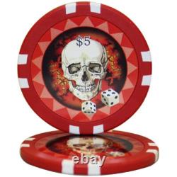 MRC POKER 500pcs 13.5G SKULL CLAY POKER CHIPS SET WOOD CASE