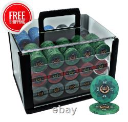 MRC POKER 600pcs LAUREL CROWN CERAMIC POKER CHIPS SET HEAVY DUTY ACRYLIC CASE