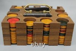 Made in Italy Vintage 250+ Pieces Marbelized Swirl Bakelite Poker Chips Set