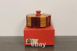 Marbled Bakelite / Catalin Poker Chip Carousel and Chips Gold Chips