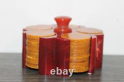 Marbled Bakelite / Catalin Poker Chip Carousel and Chips Gold Chips